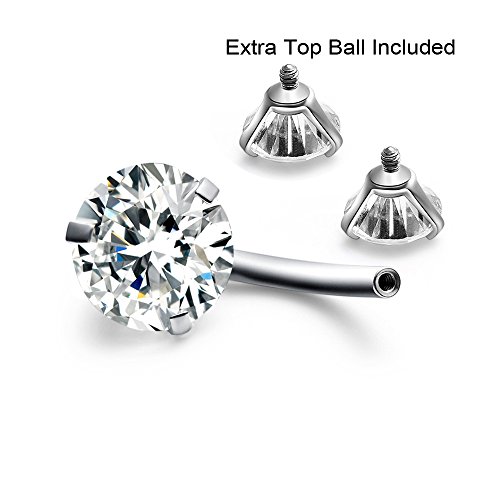 Gnoliew JD-007 Belly Button Rings Round Cubic Zirconia Navel Barbell Stud Body Piercing thumb #3