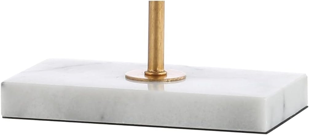 JONATHAN Y 26" Gold Leaf and White Marble Modern Circle LED Table Lamp, Glam Transitional Metal Desk Lamp for Living Room, White Linen Shade, LED Bulb Included JYL1096A