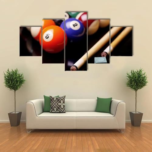 Grand tableau decoration murale salon 5 parties billard encadre