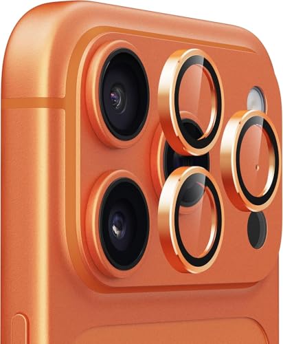 Image of Premium Camera Lens Protector Compatible For iPhone 17 Pro Max (Orange) Camera Lens Protector - 9H Tempered Glass, Military-Grade Anti-Scratch, Case-Friendly, Easy Install Frame