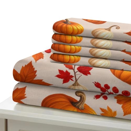 Housse de couette feuilles d'automne microfibre 200x200cm pour un lit double chaleureux