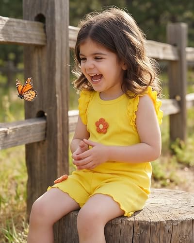 Image of Weebaby Toddler Girl Clothes Baby Summer Outfits Sleeveless Halter Top Ruffle Short Set Cute Kids Clothes Girls