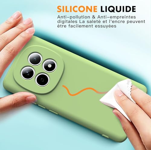 Image of DIZORO Compatible with Mi Redmi Note 15 5G Back Cover with Upgraded Square Edges for Camera Protection Shockproof Flexible Matte Liquid Silicone Mobile Phone Case (Matcha)