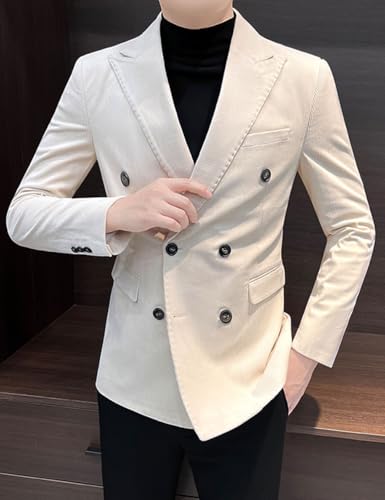 Mens Vintage Corduroy Blazer Retro Double Breasted Suit Jacket Sports Coat Formal Casual Prom3