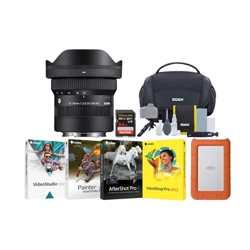 Image of SIGMA 10-18 mm F2.8 DC DN Ultra-Wide Zoom Lens for Sony E Mount - High-Performance Photography Lens Bundle with 1TB Portable Hard Drive, Photo Editing Software, 64GB SD Card, and Storage Bag (5 Items)