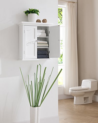 Elegant Home Fashions Versailles Removable Wooden Wall Cabinet With 2 Shelves, White #TOP3