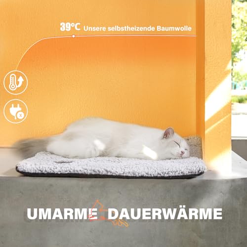 Mora Pets Selbstheizende Katzendecke Selbstwärmend Decke Katze, Heizdecke für Katze & Hunde Ohne Strom, Wärmedecke Angenehm Geräuschlos, Katzen Decke Flauschig & Rutschfester, 74 x 48 cm
