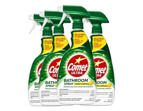 Comet Bathroom Cleaner Spray - Dissolves Saop Scum and Hard Water Film 32oz (4 Pack)