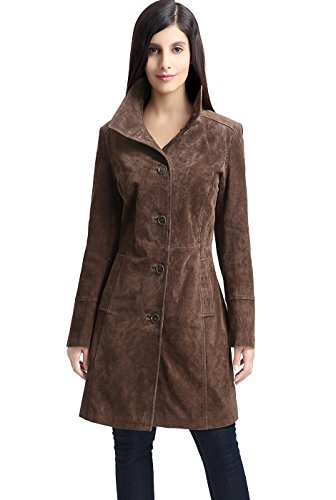 Image of BGSD Women Aubrey Suede Leather Walking Coat (Also available in Plus Size & Petite), Black, 2X