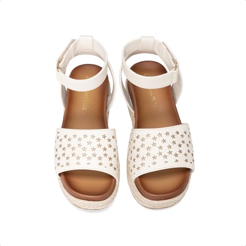 Image of DREAM PAIRS Girls Platform Wedge Open Toe Espadrille Sandals with Buckle Ankle Strap for Little Kid /Big Kid