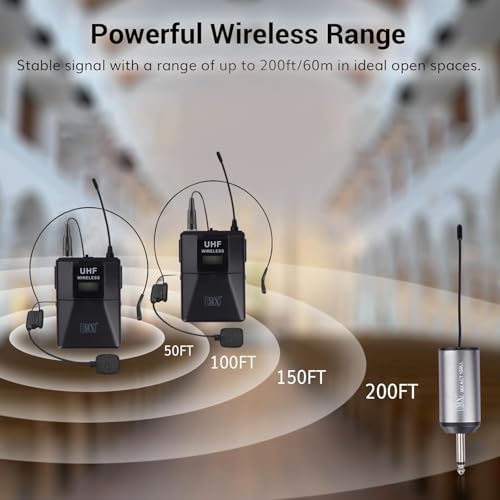 Image of MX Professional UHF Wireless Cordless Microphones with 2 Body Pack Transmitter MICS and 2 Variable Frequency Receiver for Podcast Conference Vlogging Church Interview Teaching