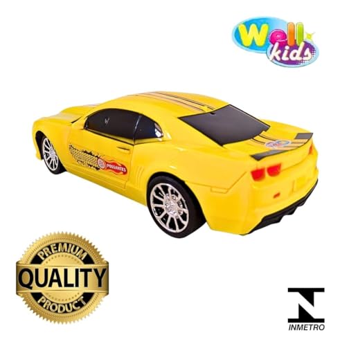 Carrinho de Controle Remoto Camaro, 7 Funções, Com Luzes Faróis Amarelo