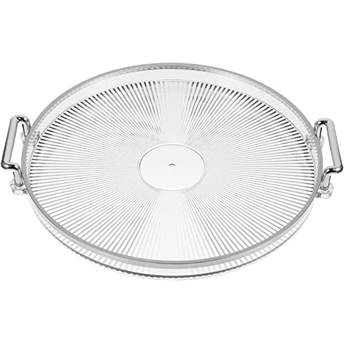 Alipis Decorative Round Serving Tray, Food Dessert Tray with Handle, Perfume Makeup Display Plate for Snacks, Appetizer, Candy, Beverage (Silver), 29.8X27X3CM (W922LHBMEF1129YLNZAH)