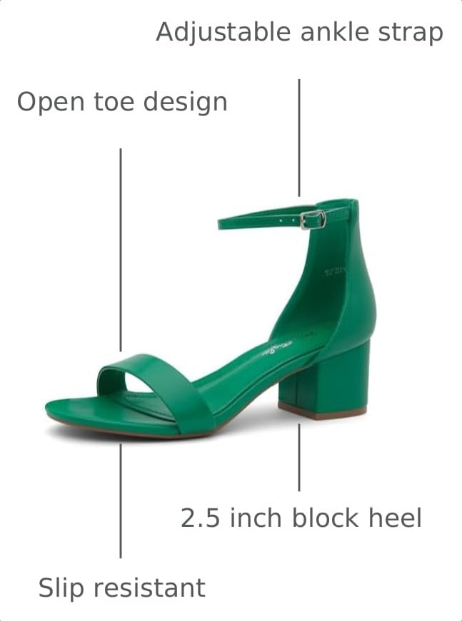 Image of Herstyle Low Block Heels for Women - 2.25 Inch Open Toe Chunky Heel Sandals with Dressy Ankle Strap for Wedding, Prom, Party & Office