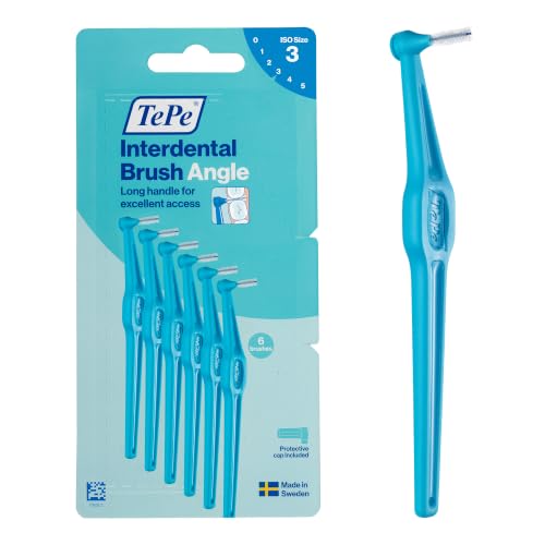 TePe Interdental Brush Angle, Blue, 0.6mm/ISO 3, 6pcs, Carton Pack