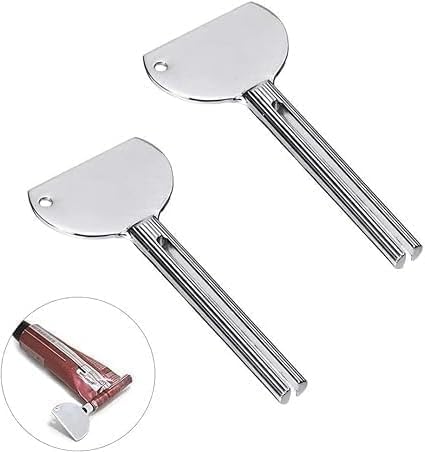 2 Pcs Silver Stainless Steels Metal Tube Squeezer Keys Salon Toothpaste Tube Squeezers Toothpaste Roller,Rolling Toothpaste Squeezer,Bathroom Safety, Aids and Accessories