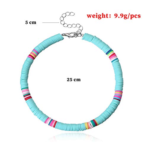 7-8 Pcs Boho Beads Multilayered Anklets Colorful Heishi Surfer Anklet Bracelets Handmade Bohemian Stackable Bead Anklets Stretch Multilayered Foot Anklet Set Summer Beach Jewelry-Polymer Clay-8Pcs #TOP1
