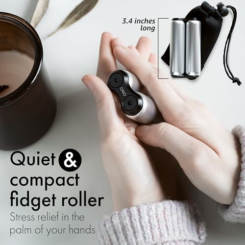 Image of ONO Roller - Handheld Fidget Toy for Adults | Help Relieve Stress, Anxiety, Tension | Promotes Focus, Clarity | Compact, Portable Design (Grey, Full Size - Aluminum)