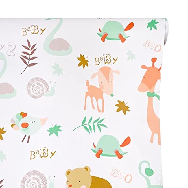 Shelf Liner Zoo Park Self-Adhesive PVC Drawer Paper Furniture Protector Redo Toddler Makeup Dressing Table Kid Bookshelf 118x17.7 Inch