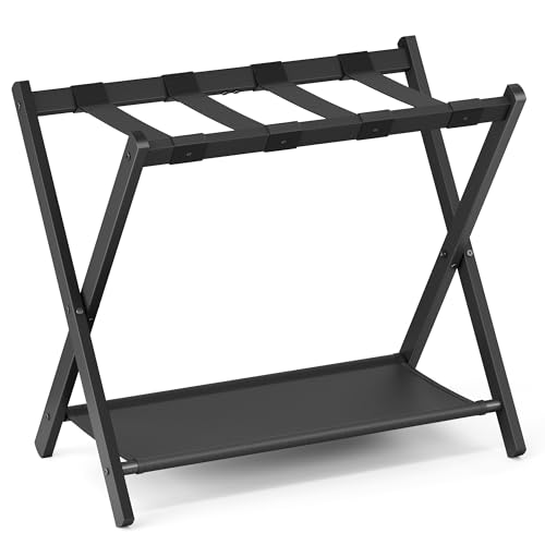 Recopilación de Soportes para maletas comprados en linea. 42 SONGMICS Estante de Maleta para Habitación de Invitados, Soporte de Maleta, Marco de Acero, Plegable, para Hotel, Dormitorio, Negro MRLR003B01
