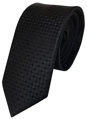 TigerTie Cravate fine en soie à carreaux noirs et unies - Cravate en soie pure/soie Cover