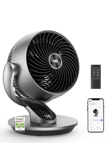 Dreo 28dB Leiser Smart Tischventilator für Schlafzimmer Büro, Ventilator mit Fernbedienung Kühlung 21M Windentfernung 4-...
