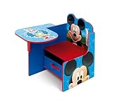 ARDITEX - Silla-Pupitre Infantil de Madera con contenedor Textil de Mickey Mouse de Disney - 62x30x60cm - Color Rojo - Ideal para Manualidades, estudiar o Jugar.