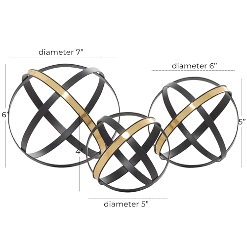 Set de 3 esculturas decorativas geométricas de metal negro miniatura 6