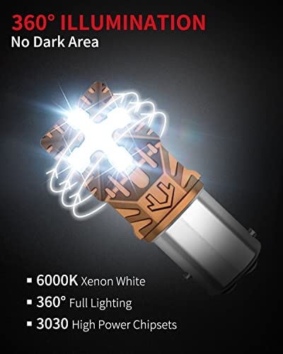 Lasfit White 1157 2057 2357 7528 Bay15D Led Bulbs Polarity Free 6000K Super Bright Use For Back Up Reverse Lights Daytime Running Lights Parking Light (Pack Of 2) #TOP3