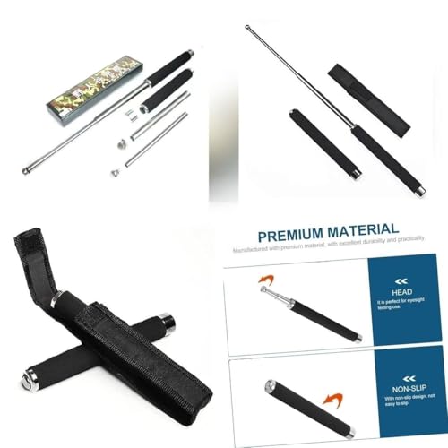 Image of Foldable Walking Stick, Stainless Steel Hiking Rod, 65cm Extended Length, 24cm Folded, Black Foam Grip with Carrying Strap