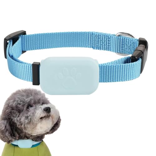 Mini Tracker Ohne ABO für Hunde,Katze,Bluetooth Haustier Locator für Hunde,GPS Ortung mit verstellbarem Halsband,wasserdicht,Multi-Personen-Betreuung,Kompatibel mit iOS und Android (Blau)