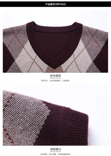 Men's Wool Vest Winter Colorblock Sleeveless Sweater V-Neck Thickened Warm Knitted Vest2