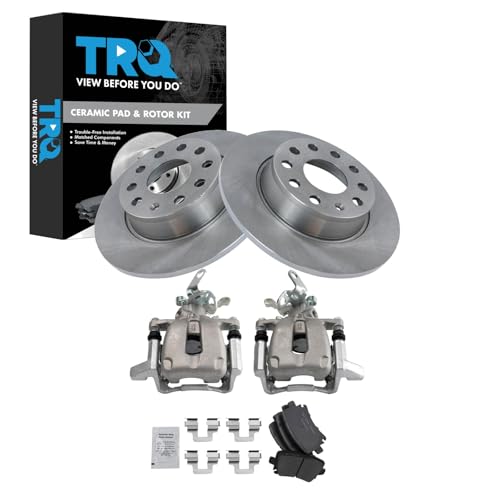 Image of TRQ Rear Brake Pad & Rotor Kit Ceramic Compatible with 2010 Volkswagen Golf Jetta