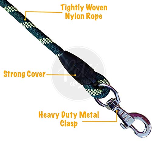 Image of The Pets Company Short Rope Dog Leash for Giant & Large Dogs with Rubber Hand Grip, Green 18 mm, 2 Feet