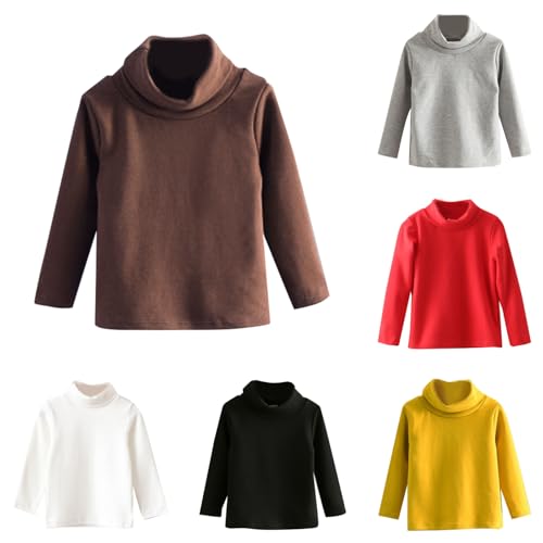 Toddler Baby Girl Boy Basic Plain High Neck Uniform Long Sleeve Cotton T Shirts Tee Stretchy Tops