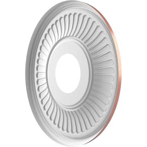 Image of Ekena Millwork CMP13BEFCP Berkshire Thermoformed PVC Ceiling Medallion (Fits Canopies up to 5 3 /4 inch), 13 inchOD x 3 1 /2 inchID x 3 /4 inchP, Universal Pearl Metallic Champagne Pink