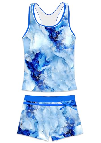 Image of Little Girls' Summer Swimwear Two Piece Boyshort Tankini Kids Swimsuit