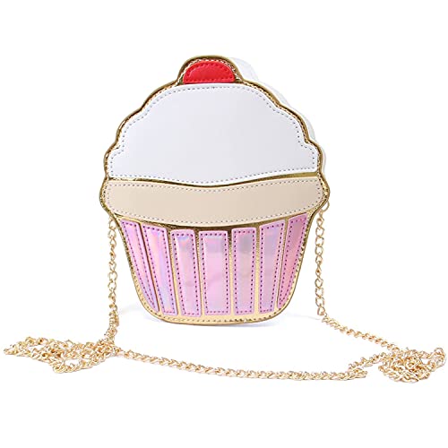 Syrads Mini bolso de hombro para niñas bolso de cuero PU caja de helado para magdalenas bolso tipo cartera,Pastel