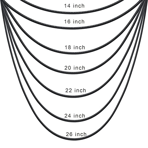 Genuine Leather Cord Chain Necklace Black Braided Wax Rope Chain with 925 Sterling Silver Clasp 14 16 18 20 22 24 26 28 Inches3