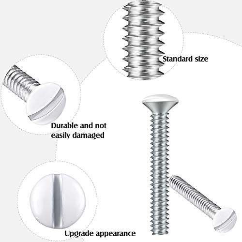 120 Pieces White Wall Plate Screws, 1 Inch Long Slotted 6-32 Threads Switch Cover Screws Oval Head Milled Slot Screws Wall Panel Replacement Screws For Wall Panels Light Switch Panels #TOP2