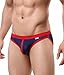 BRAVE PERSON Men's Fashion Underwear Briefs Mesh Elastic Sports Shorts B1139 (S, Navy/Blue/Gray)