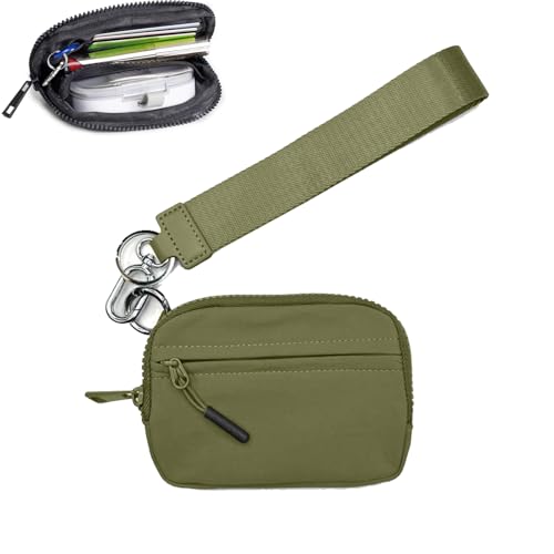 Commonlyto Wallet, Waterproof Nylon Material, Zippered Card Case with Id Window, For Women's Daily Travel (Green)