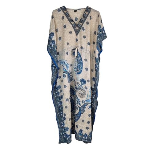 Caftan d'été long pour femme Imprimé cachemire Style africain Taille unique, bleu sarcelle, taille unique