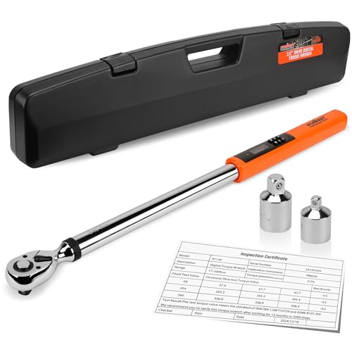 HORUSDY 1/2" Drive Digital Torque Wrench, 25-250Ft.lb / 34-340N.m, 2% Accuracy LED Display with Socket Adaptors, High-Precision, Ideal for Automotive, Motorcycle, Bicycle, DIY & Home Repair