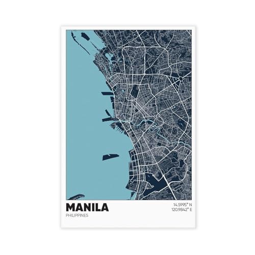 HEOVI Manila Map, Philippines, Philippines AI Wall Decoration Poster Unframe-style 16x24inch(40x60cm)