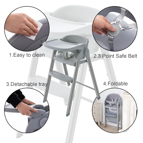Image of Convertible High Chairs for Babies & Toddlers. 5-in-1 Adjustable High Chair with Removable Tray, Easy to Clean, Portable.Gray