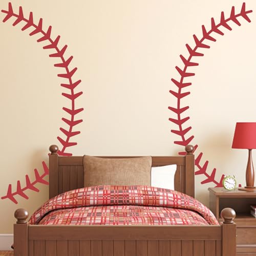 Large Baseball Stitch Wall Decals Vinyl Sports Baseball Decor for Boys Room