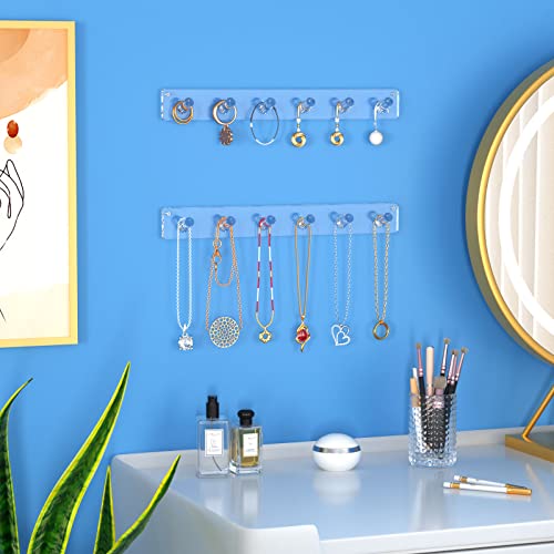 Niubee Wall Mounted Jewelry Stand Organizer, 2 Pack Acrylic Necklace Hanger, Bracelets Rings Bangles Display Rack,Best Gift For Girl Women #TOP3