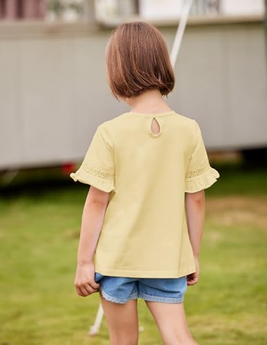 Arshiner Girls T-Shirt Kids Casual Tunic Tops Lace Short Sleeve Loose Soft Blouse - Image 5
