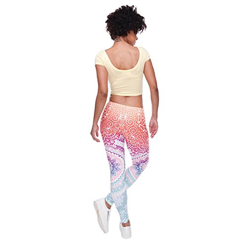 Ndoobiy Women’s Printed Leggings Full-Length Plus Size Workout Legging Pants Soft Capri L1(Colored Shape PS)
